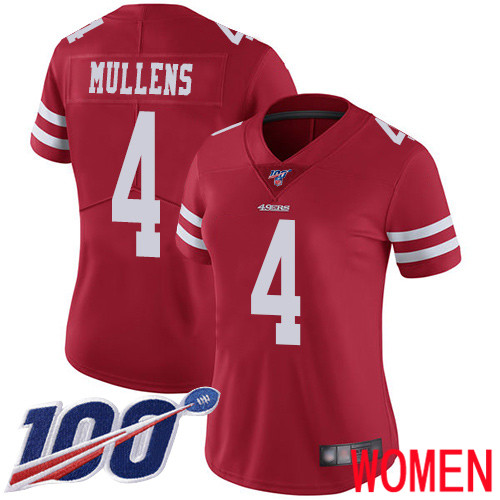 San Francisco 49ers Limited Red Women Nick Mullens Home NFL Jersey #4 100th Season Vapor Untouchable->san francisco 49ers->NFL Jersey